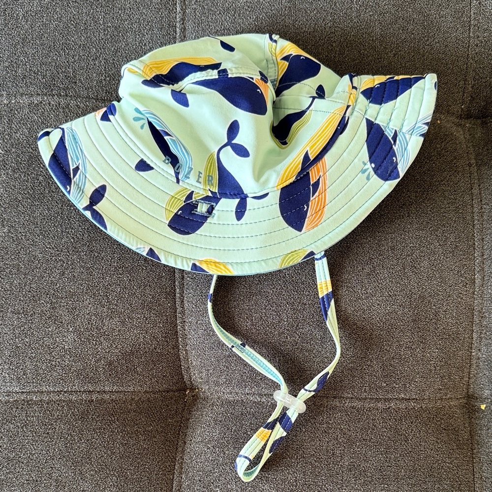 Dozer SPF Reversible Bucket Hat with Chin Strap for Baby - Whale and Teal